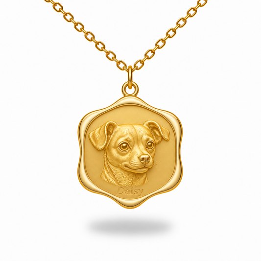Soulyshine Chiweenie Precious Paw personalized pet photo necklace - 18K Gold Vermeil front