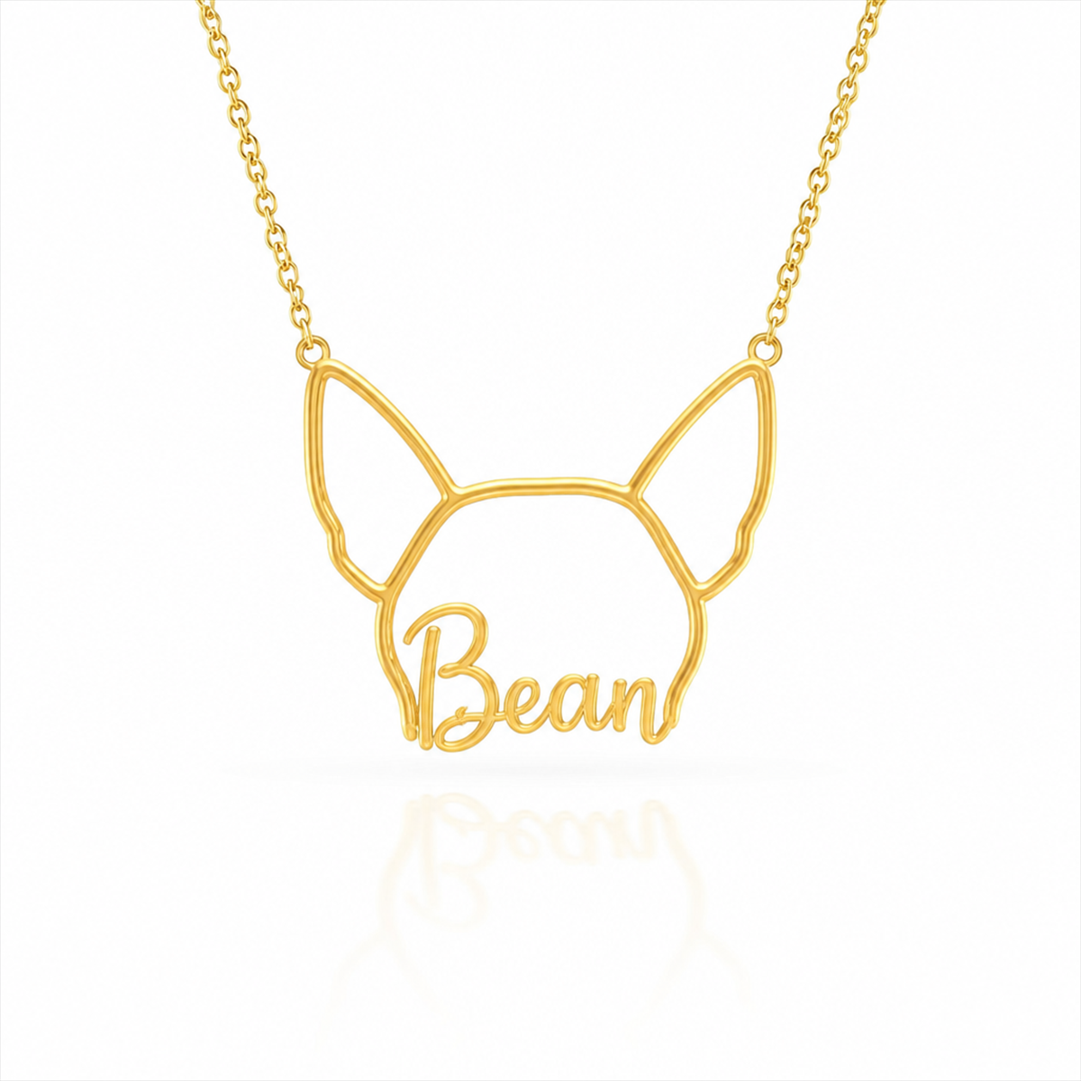Soulyshine Chiweenie personalized outline pet face and name necklace in gold