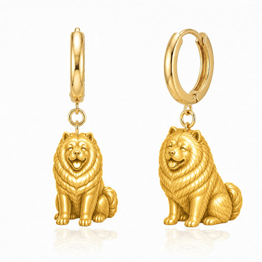 Chow Chow personalized companion handcrafted huggie earrings