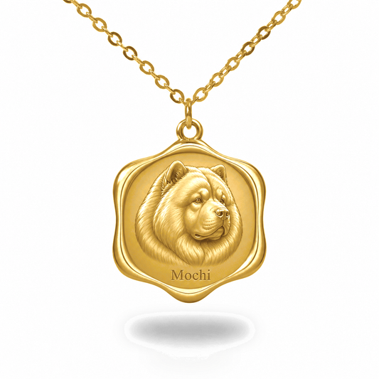 Soulyshine Chow Chow Precious Paw personalized pet photo necklace - 18K Gold Vermeil front