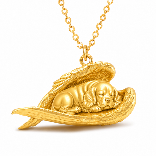 Soulyshine Clumber Spaniel The Sleeping Angel – Personalized Pet Necklace - 18K Gold Vermeil front