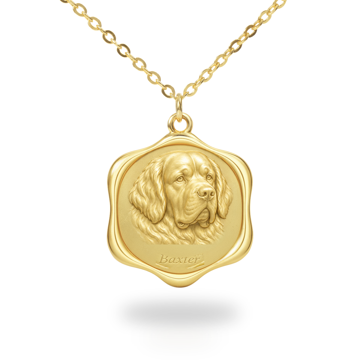 Soulyshine Clumber Spaniel Precious Paw personalized pet photo necklace - 18K Gold Vermeil front