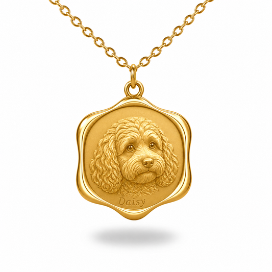 Soulyshine Cockapoo Precious Paw personalized pet photo necklace - 18K Gold Vermeil front