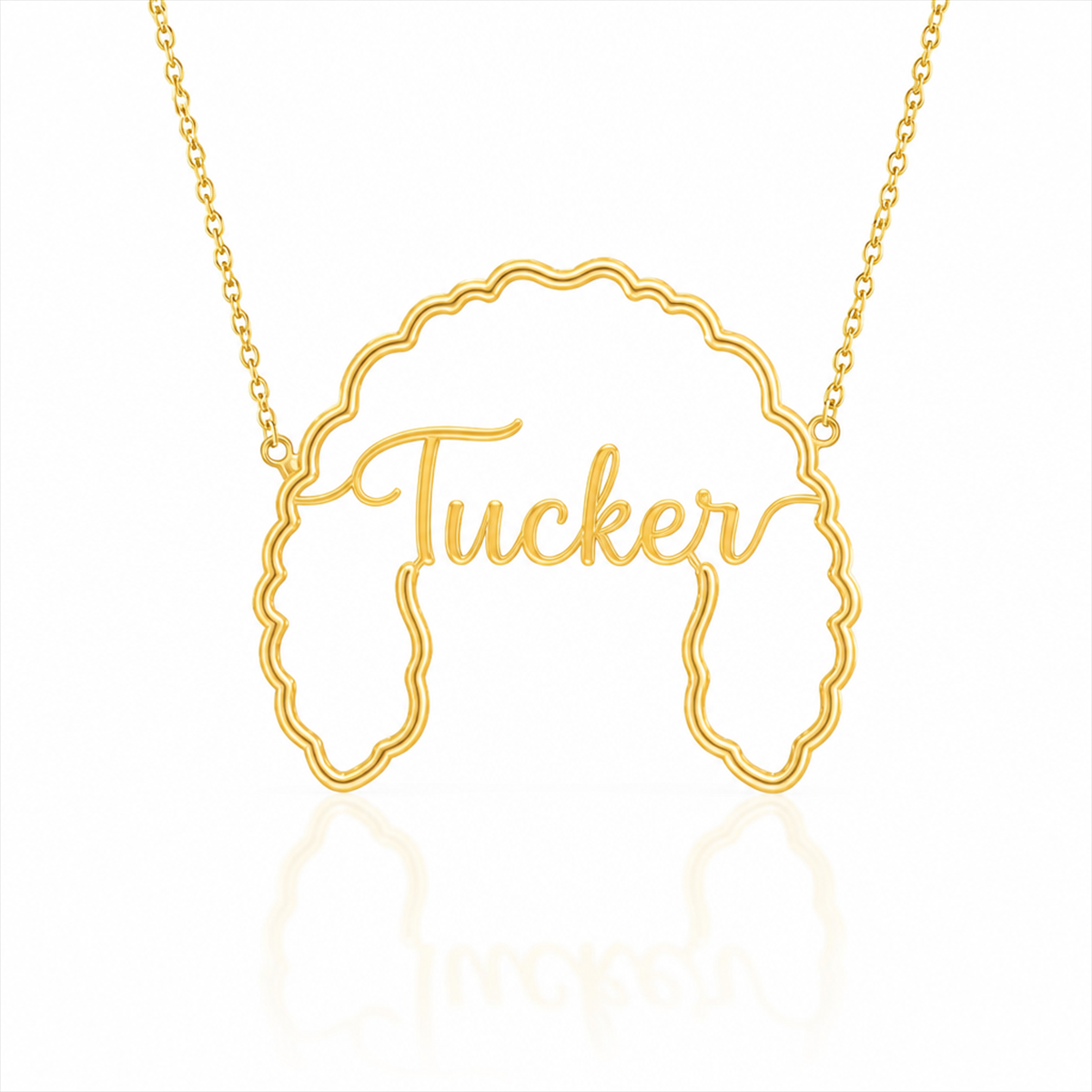 Soulyshine Cockapoo personalized outline pet face and name necklace in gold