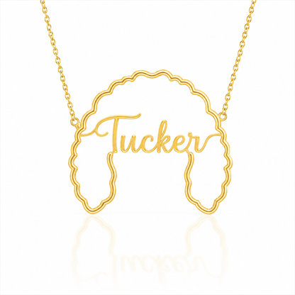 Soulyshine Cockapoo personalized outline pet face and name necklace in gold