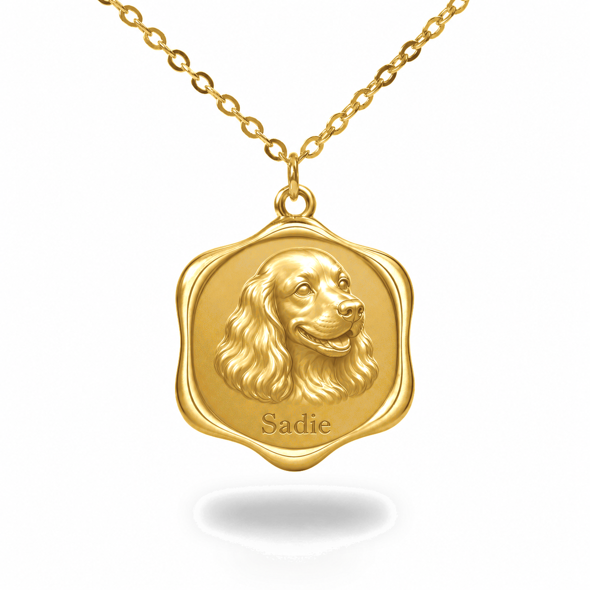 Soulyshine Cocker Spaniel Precious Paw personalized pet photo necklace - 18K Gold Vermeil front