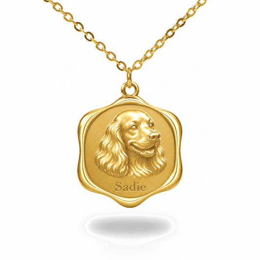Soulyshine Cocker Spaniel Precious Paw personalized pet photo necklace - 18K Gold Vermeil front