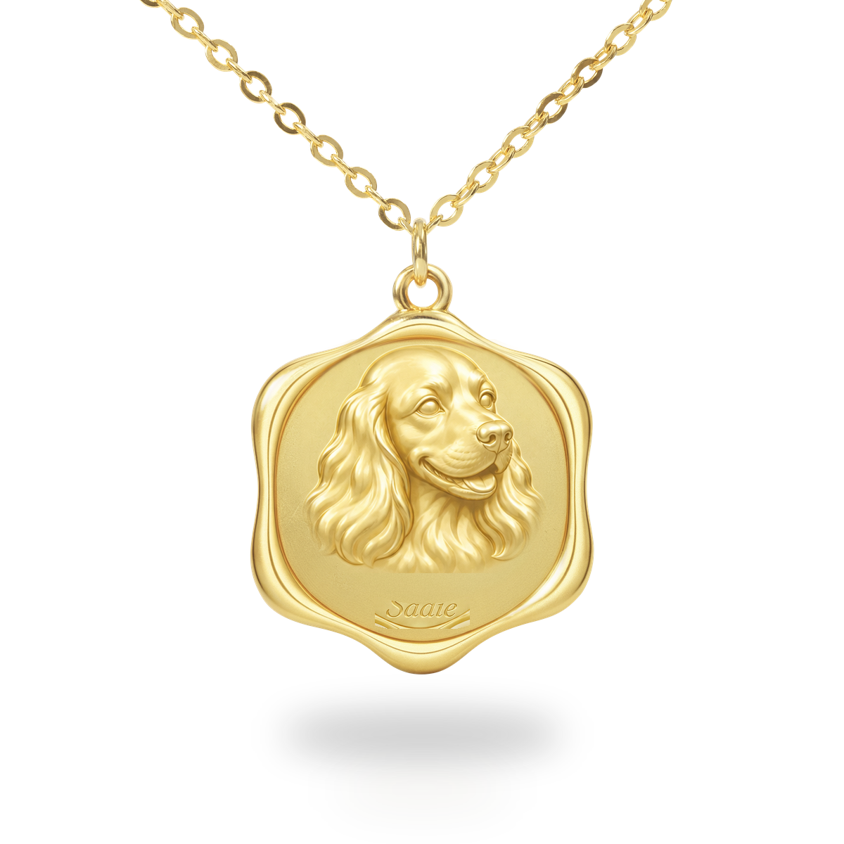 Soulyshine Cocker Spaniel Precious Paw personalized pet photo necklace - 18K Gold Vermeil front
