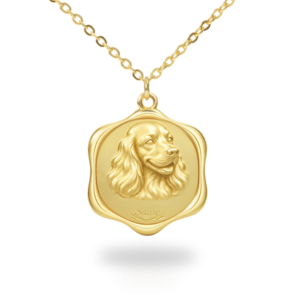 Soulyshine Cocker Spaniel Precious Paw personalized pet photo necklace - 18K Gold Vermeil front