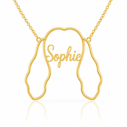 Soulyshine Cocker Spaniel personalized outline pet face and name necklace in gold