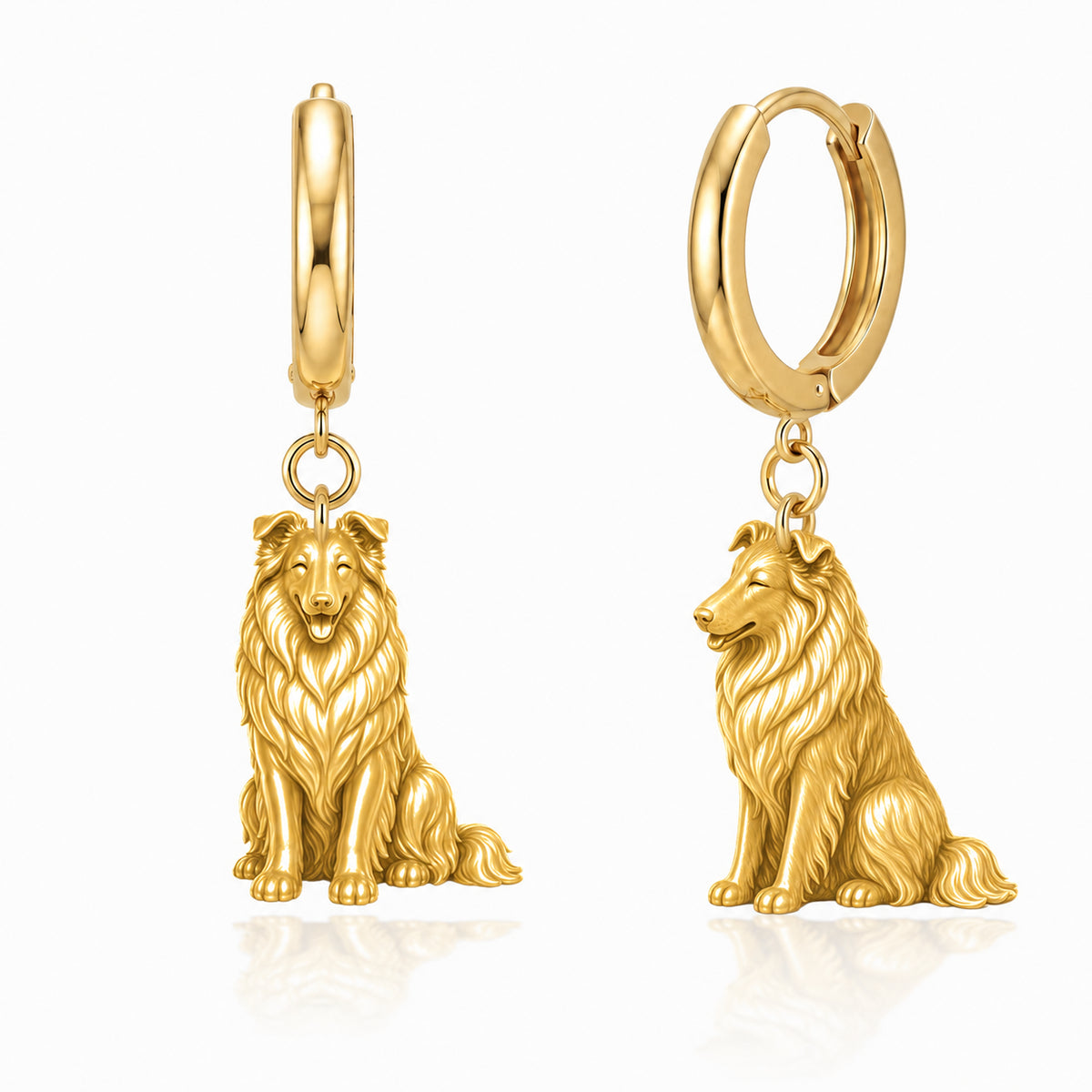 Collie rough coat personalized companion handcrafted huggie earrings