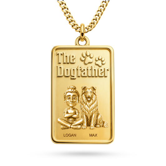 The Dogfather Collie Rough Coat Personalized Necklace