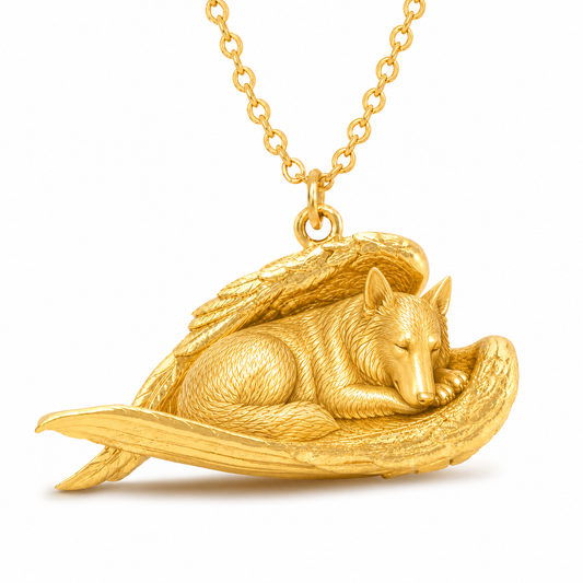 Soulyshine Collie smooth coat The Sleeping Angel – Personalized Pet Necklace - 18K Gold Vermeil front