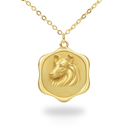 Soulyshine Collie Precious Paw personalized pet photo necklace - 18K Gold Vermeil front