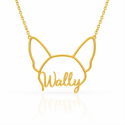 Soulyshine Corgi - Cardigan personalized outline pet face and name necklace in gold