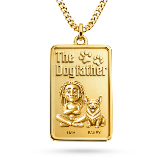 The Dogfather Corgi Cardigan Personalized Necklace