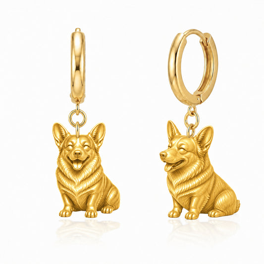 Corgi Pembroke personalized companion handcrafted huggie earrings