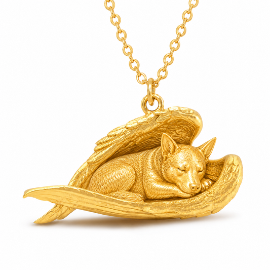 Soulyshine Corgi Pembroke The Sleeping Angel – Personalized Pet Necklace - 18K Gold Vermeil front