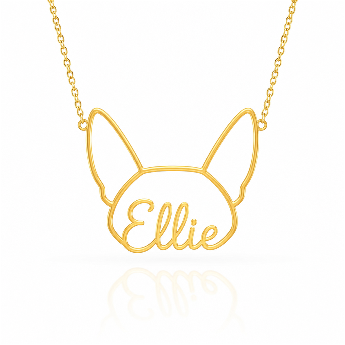 Soulyshine Corgi - Pembroke personalized outline pet face and name necklace in gold