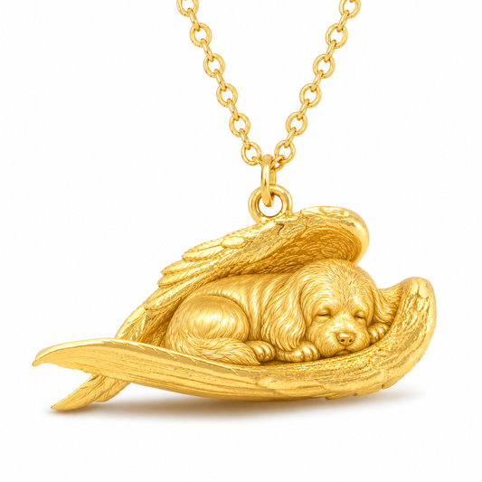 Soulyshine Coton de Tulear The Sleeping Angel – Personalized Pet Necklace - 18K Gold Vermeil front