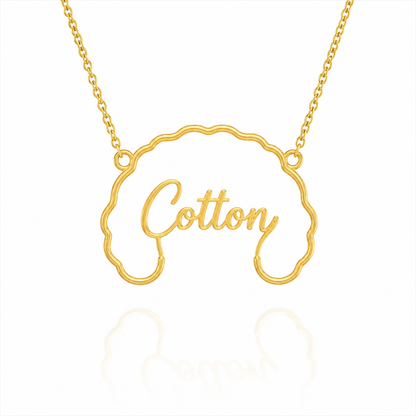 Soulyshine Coton de Tulear personalized outline pet face and name necklace in gold