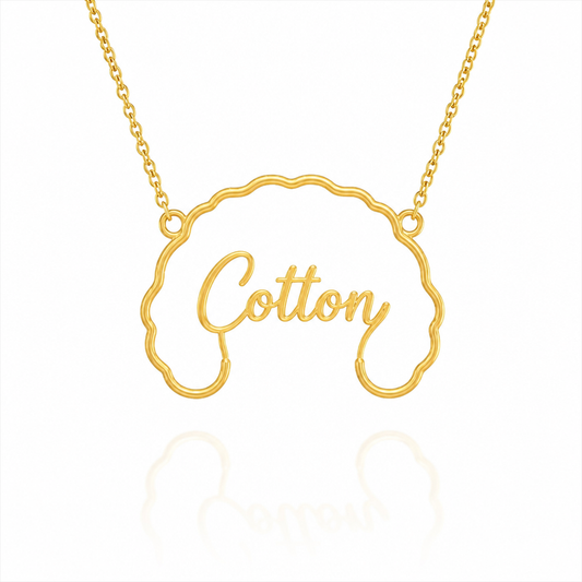 Soulyshine Coton de Tulear personalized outline pet face and name necklace in gold