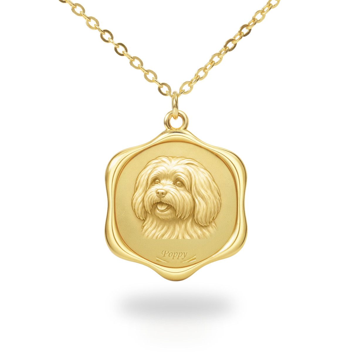 Soulyshine Coton de Tulear Precious Paw personalized pet photo necklace - 18K Gold Vermeil front