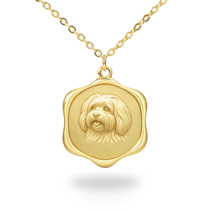 Soulyshine Coton de Tulear Precious Paw personalized pet photo necklace - 18K Gold Vermeil front