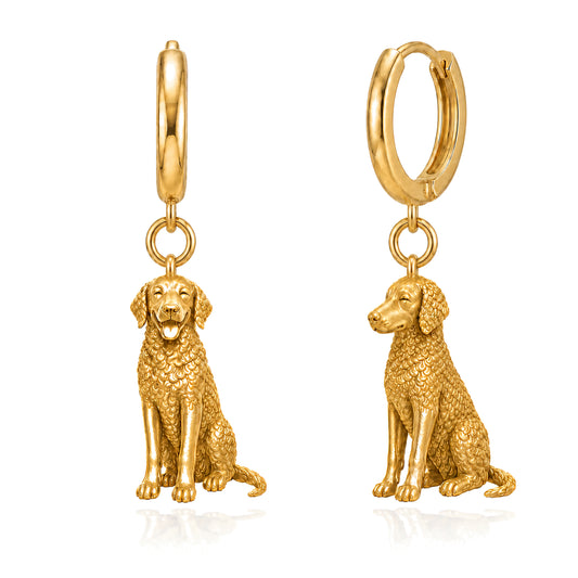 Curly Coated Retriever personalized companion handcrafted huggie earrings
