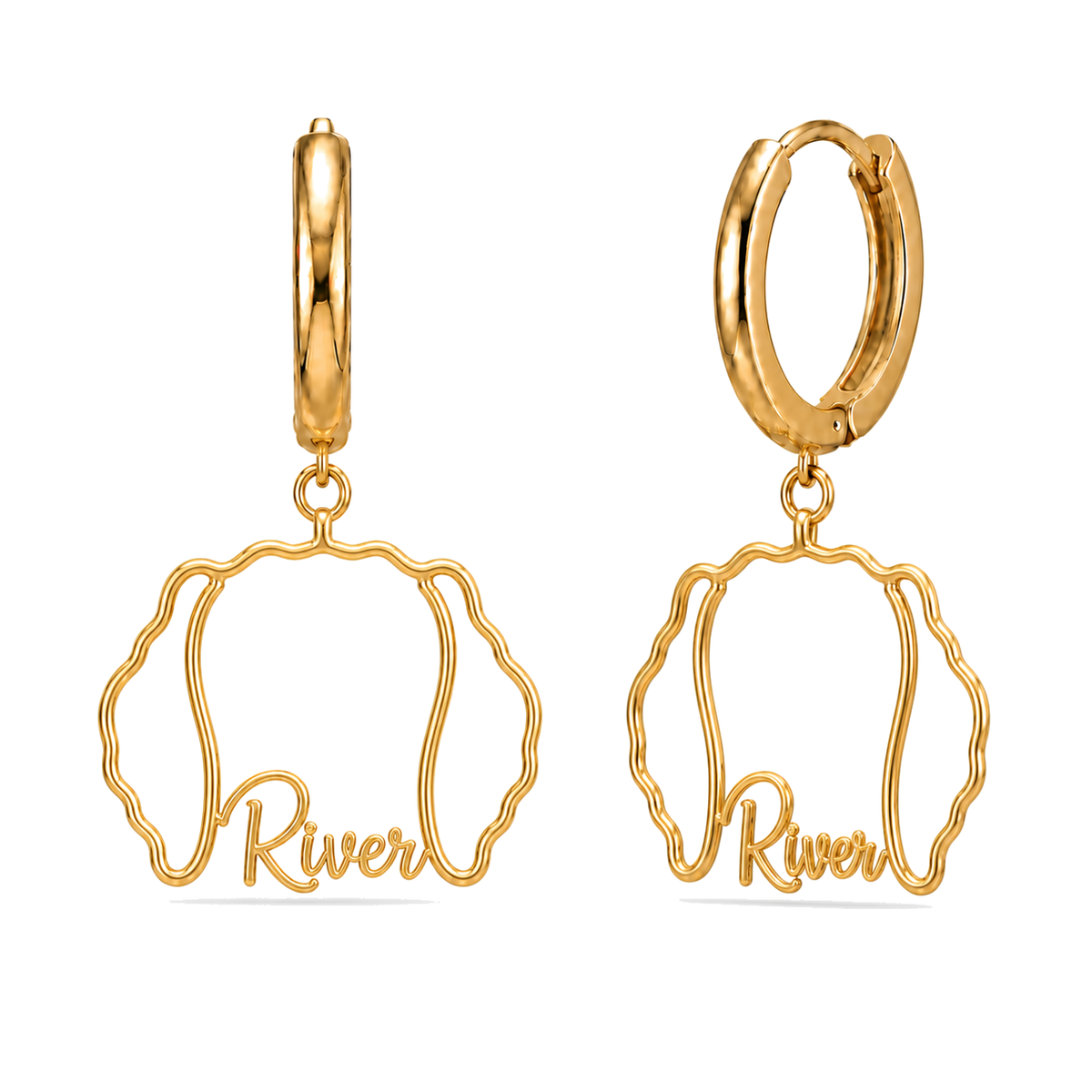 Curly Coated Retriever River personalized pet face earrings