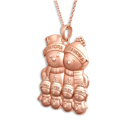 Soulyshine Personalized Cute Snowman Family Christmas - Handmade Necklace in Silver/14K Gold Vermeil