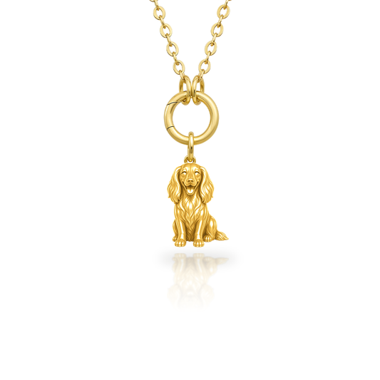 Soulyshine Dachshund longhair Purest Bond Dog Companion Charm Necklace - 18K Gold Vermeil front