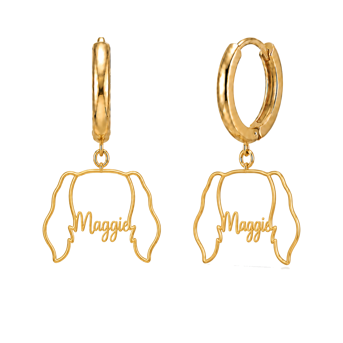 Dachshund longhair Maggie personalized pet face earrings