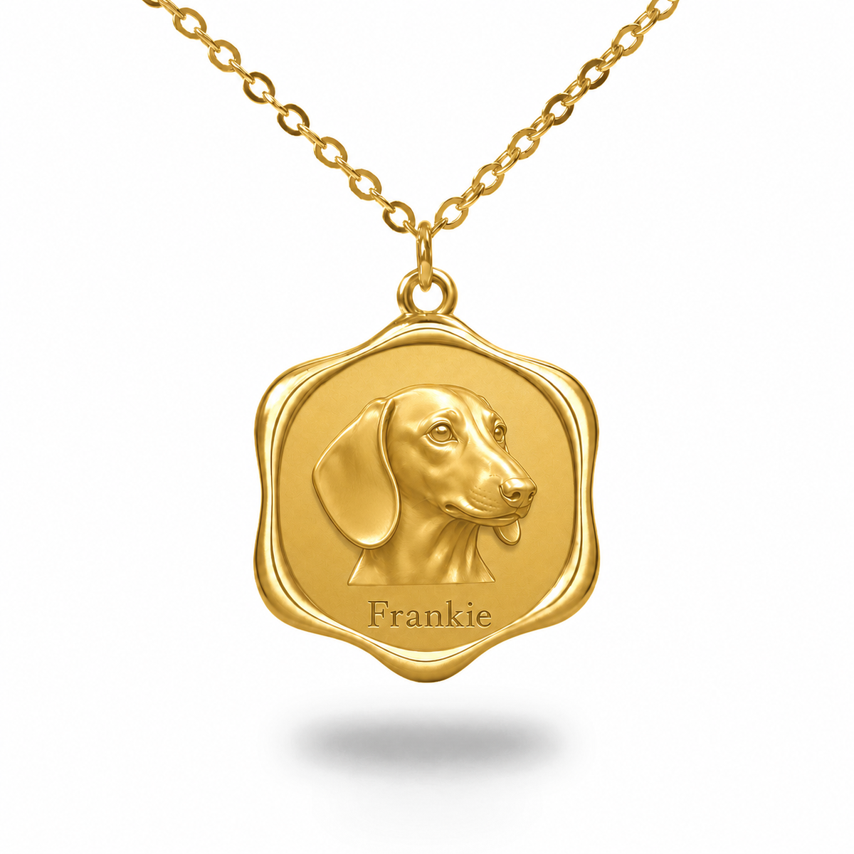 Soulyshine Dachshund - smooth coat Precious Paw personalized pet photo necklace - 18K Gold Vermeil front