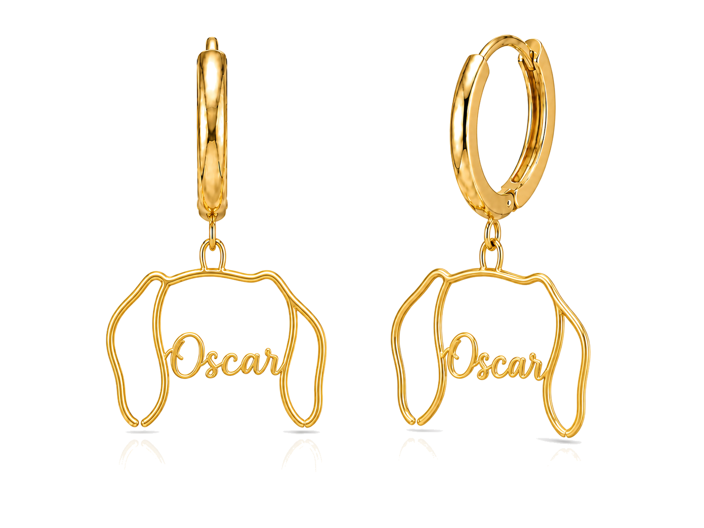 Dachshund smooth coat Oscar personalized pet face earrings