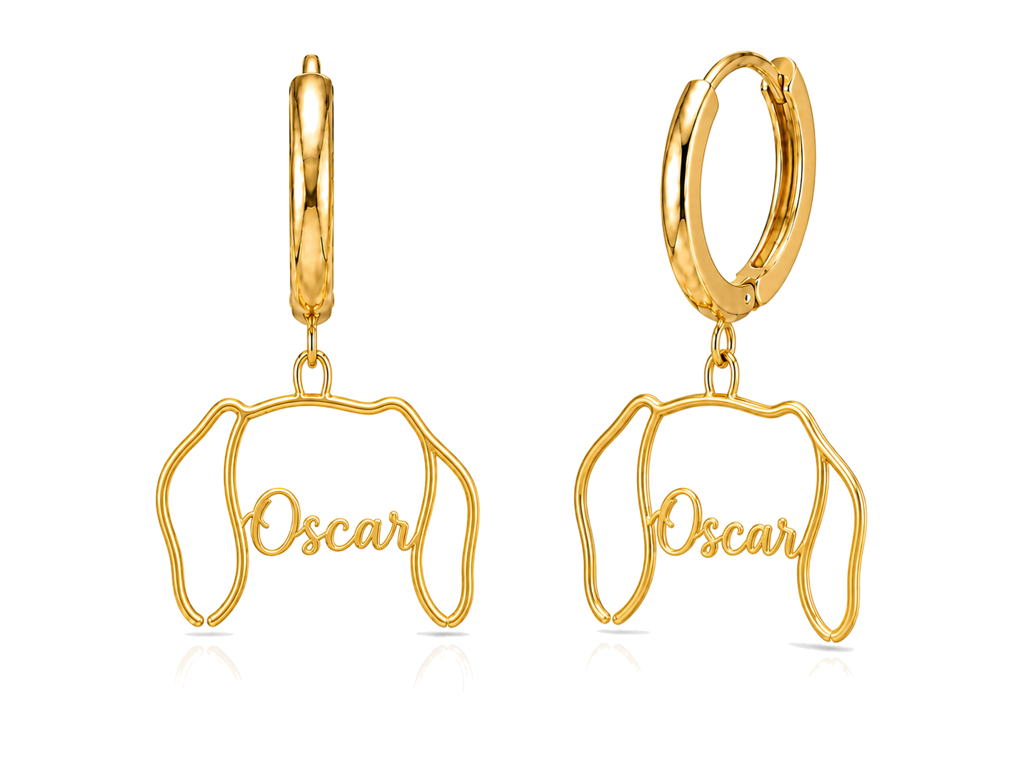 Dachshund smooth coat Oscar personalized pet face earrings