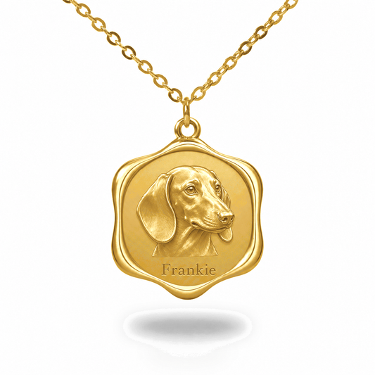 Soulyshine Dachshund Precious Paw personalized pet photo necklace - 18K Gold Vermeil front