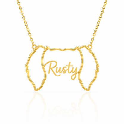 Soulyshine Dachshund - wirehaired personalized outline pet face and name necklace in gold