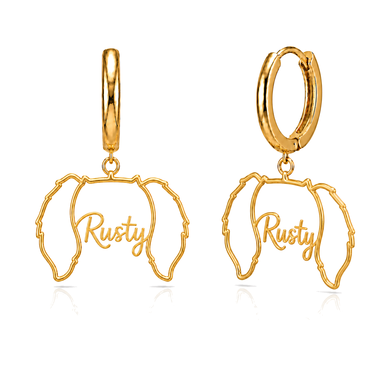 Dachshund wirehaired Rusty personalized pet face earrings