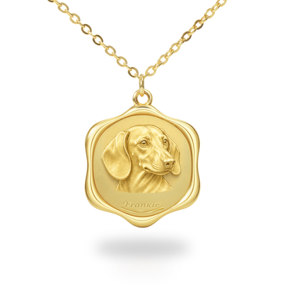 Soulyshine Dachshund Precious Paw personalized pet photo necklace - 18K Gold Vermeil front