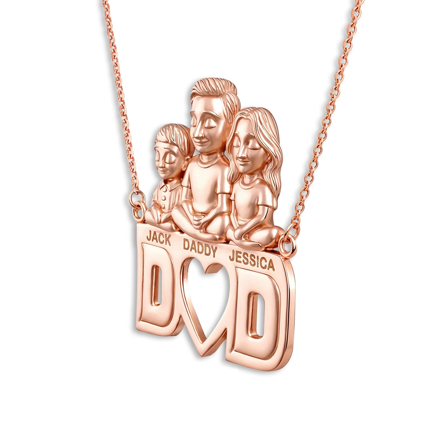 Soulyshine Personalized Dad & His Children - Handmade Necklace in Silver/14K Gold Vermeil