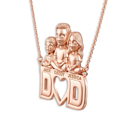 Soulyshine Personalized Dad & His Children - Handmade Necklace in Silver/14K Gold Vermeil