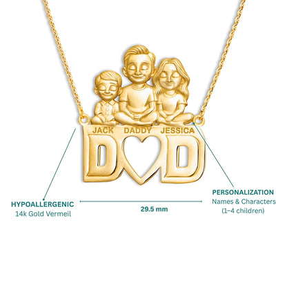 Soulyshine Personalized Dad & His Children - Handmade Necklace in Silver/14K Gold Vermeil