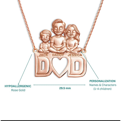 Soulyshine Personalized Dad & His Children - Handmade Necklace in Silver/14K Gold Vermeil