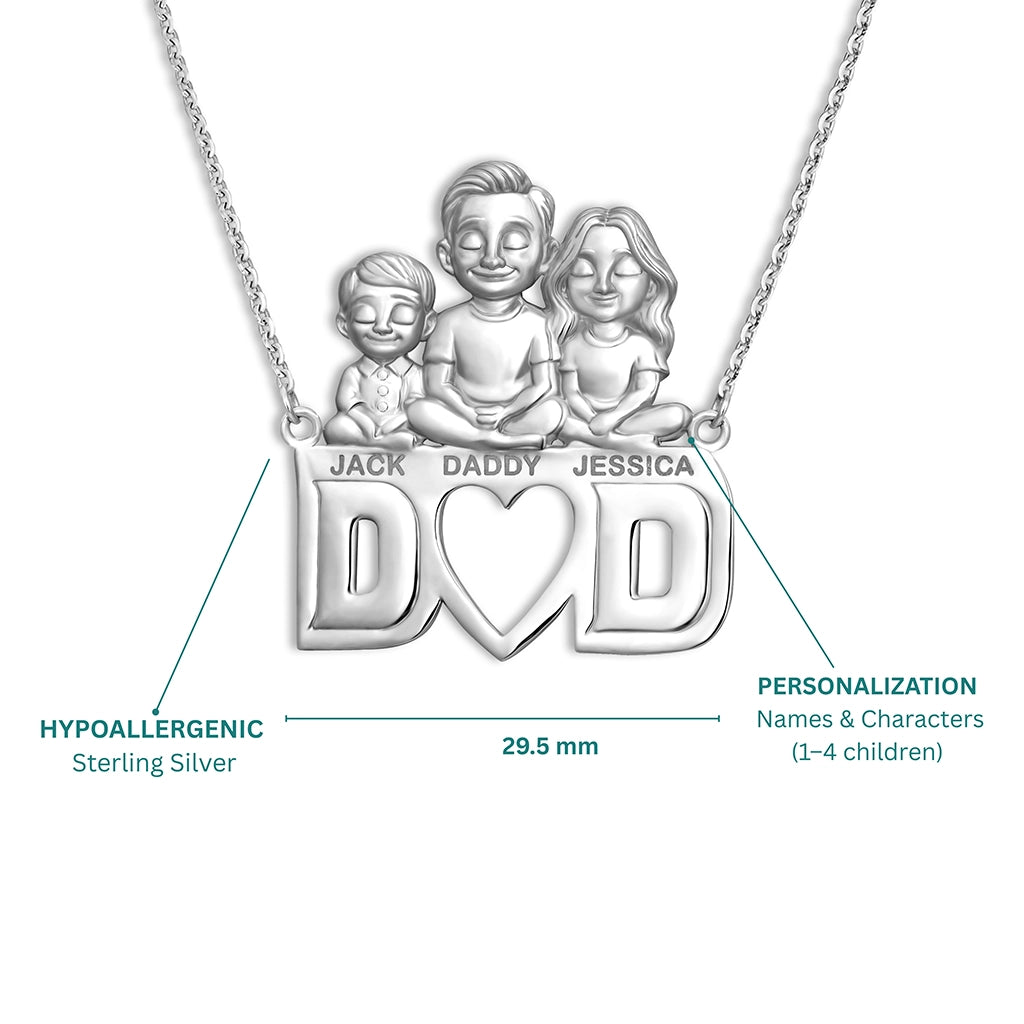 Soulyshine Personalized Dad & His Children - Handmade Necklace in Silver/14K Gold Vermeil