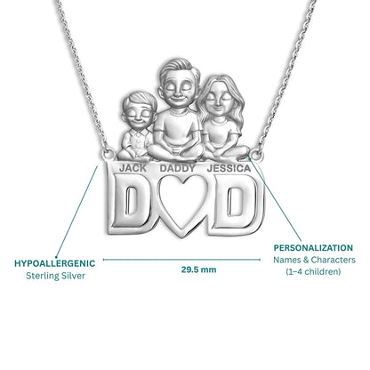 Soulyshine Personalized Dad & His Children - Handmade Necklace in Silver/14K Gold Vermeil