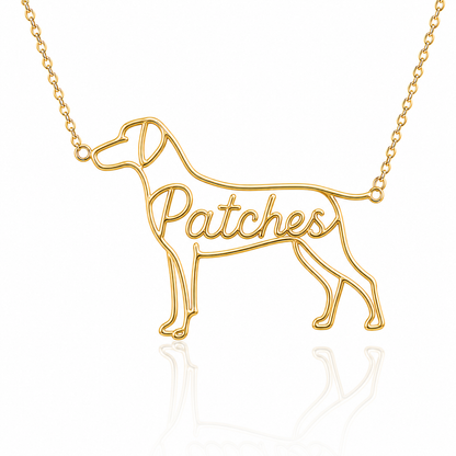 Soulyshine Dalmatian personalized dog silhouette name necklace in gold - Patches design