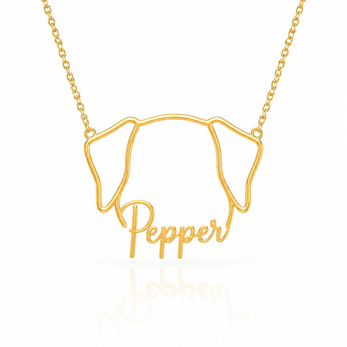 Soulyshine Dalmatian personalized outline pet face and name necklace in gold