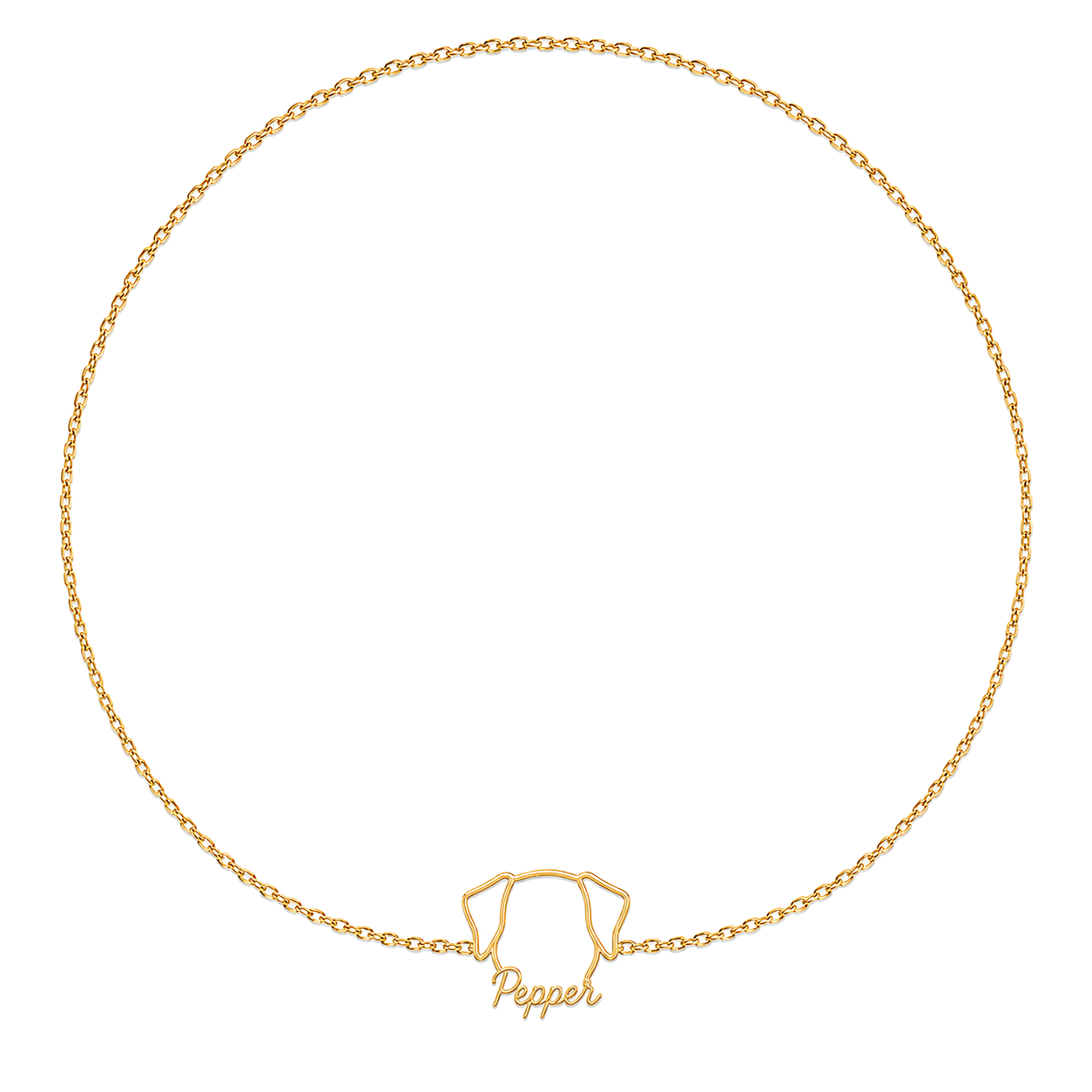 Soulyshine Dalmatian Whisper Outline pet face and Pepper name handcrafted bracelet - 18K Gold Vermeil front