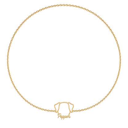 Soulyshine Dalmatian Whisper Outline pet face and Pepper name handcrafted bracelet - 18K Gold Vermeil front